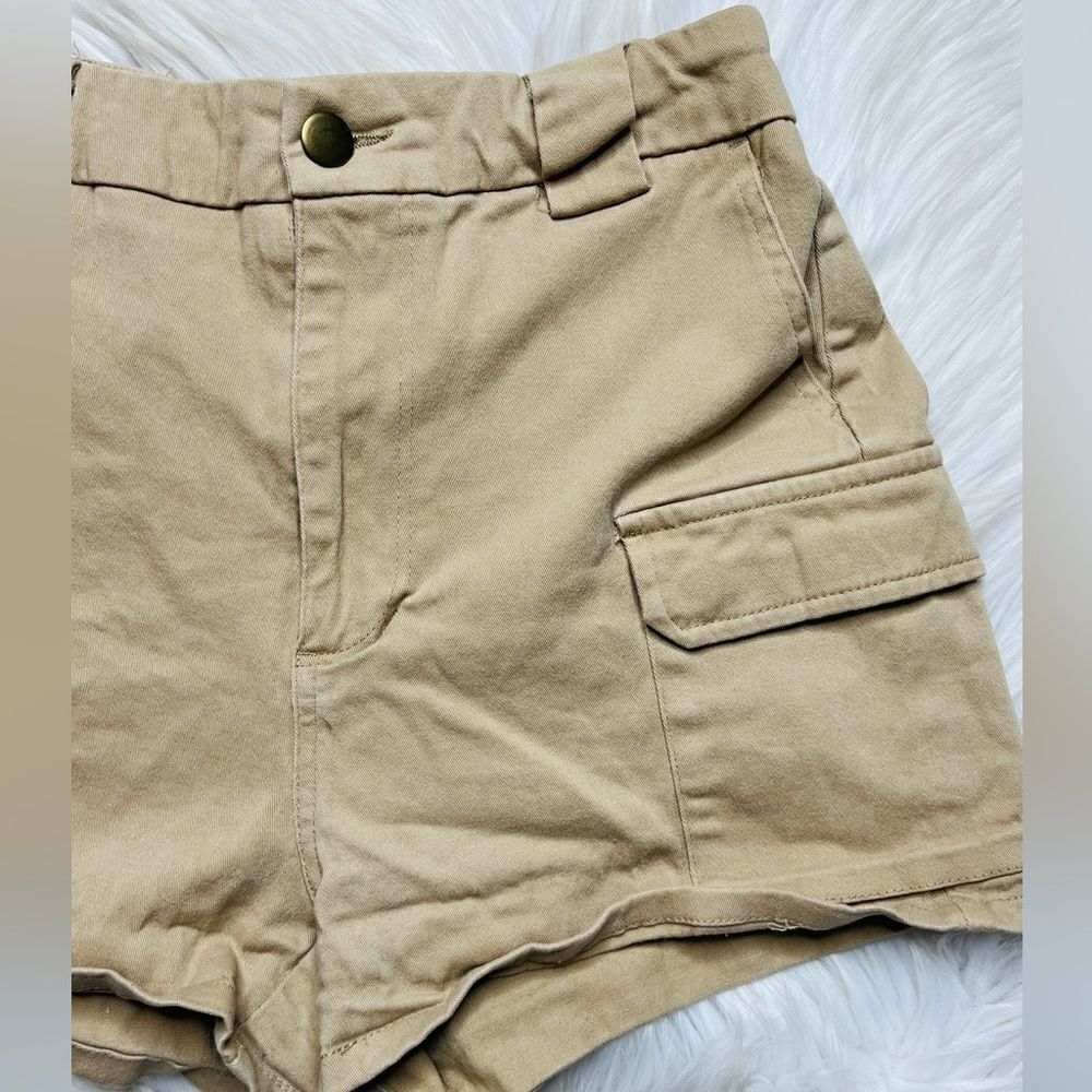 Fashion Nova High Waist Pull On Cargo Shorts Khaki Size Medium